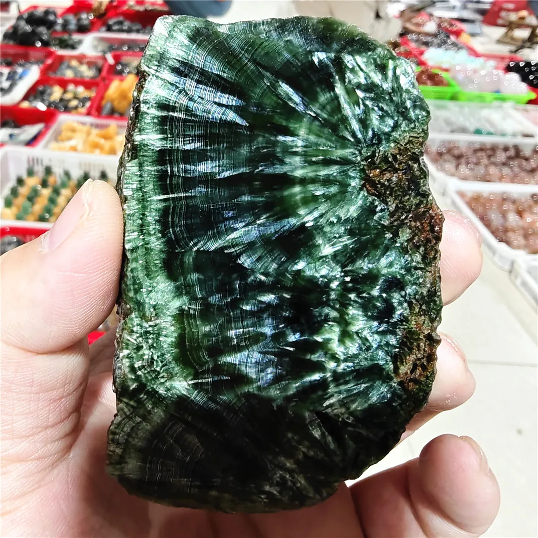 100-300g Rare Gemstones Natural Raw Seraphinite Green Dragon Crystal Rocks Slice Collection Mineral PRECIOUS Stone Slab Supplier