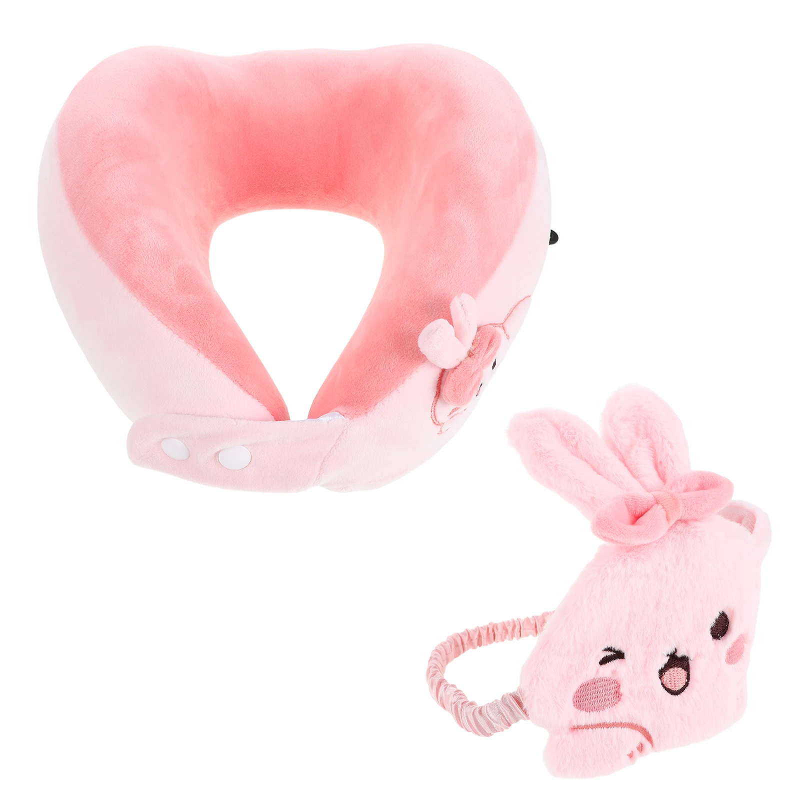 

1 комплект подушки для шеи и маски для глаз, милая U-образная дорожная подушка для сна для самолета, автомобиля, офиса, удобный дизайн с кроликом