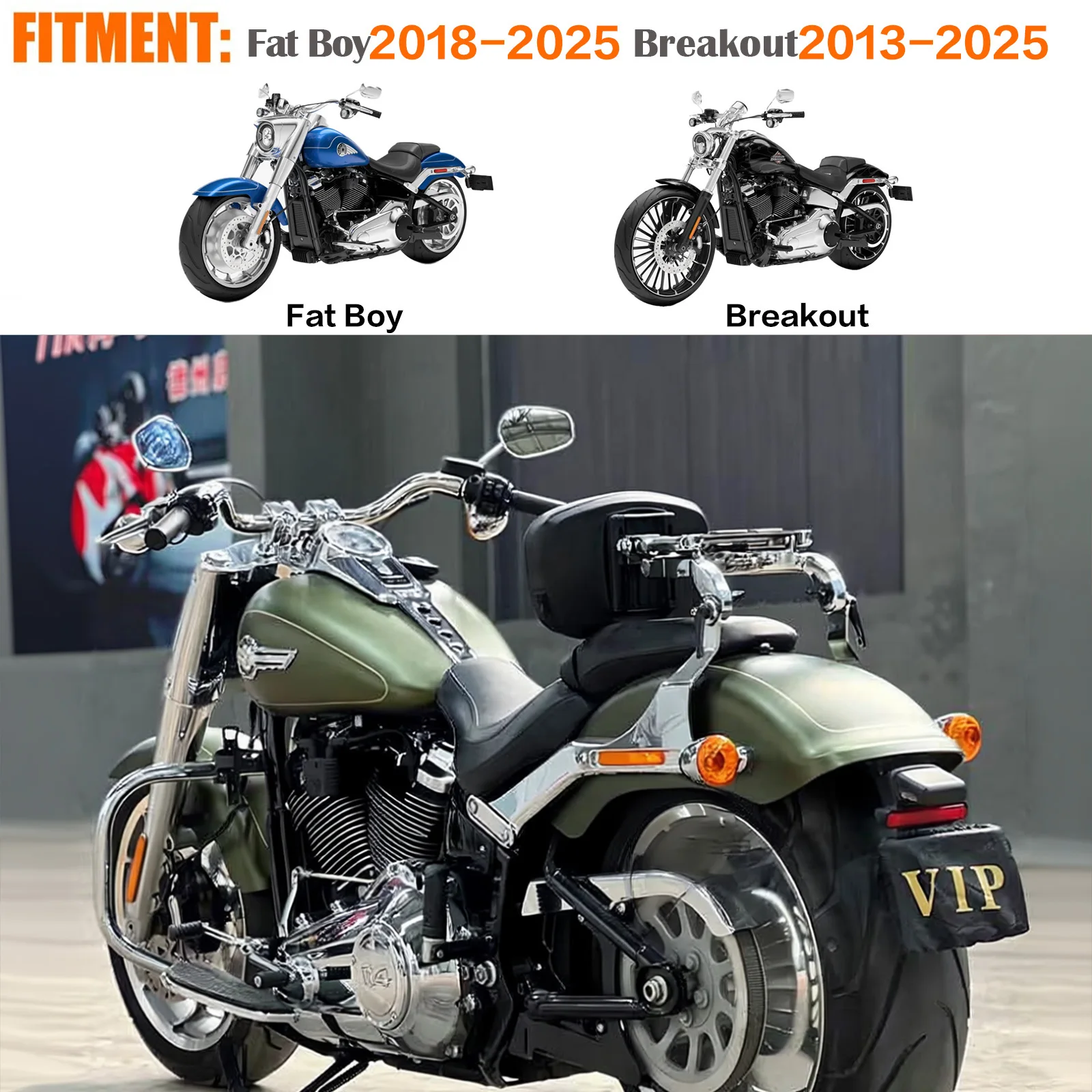 Multi Purpose Backrest Adjustable Driver Passenger Sissy Bar For Harley Fat Boy Breakout FXBR FLFB FXBRS FLFBS 2018-2025