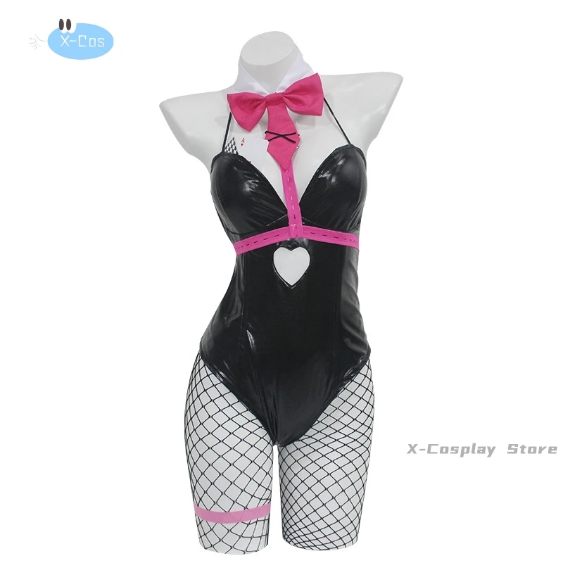 ثقب أرنب مثير Mikuu تأثيري لفتاة ، أسود براءة اختراع جلد أرنب ، أزياء هالوين لطيفة ، ملابس أغطية الرأس ، فتاة القوس