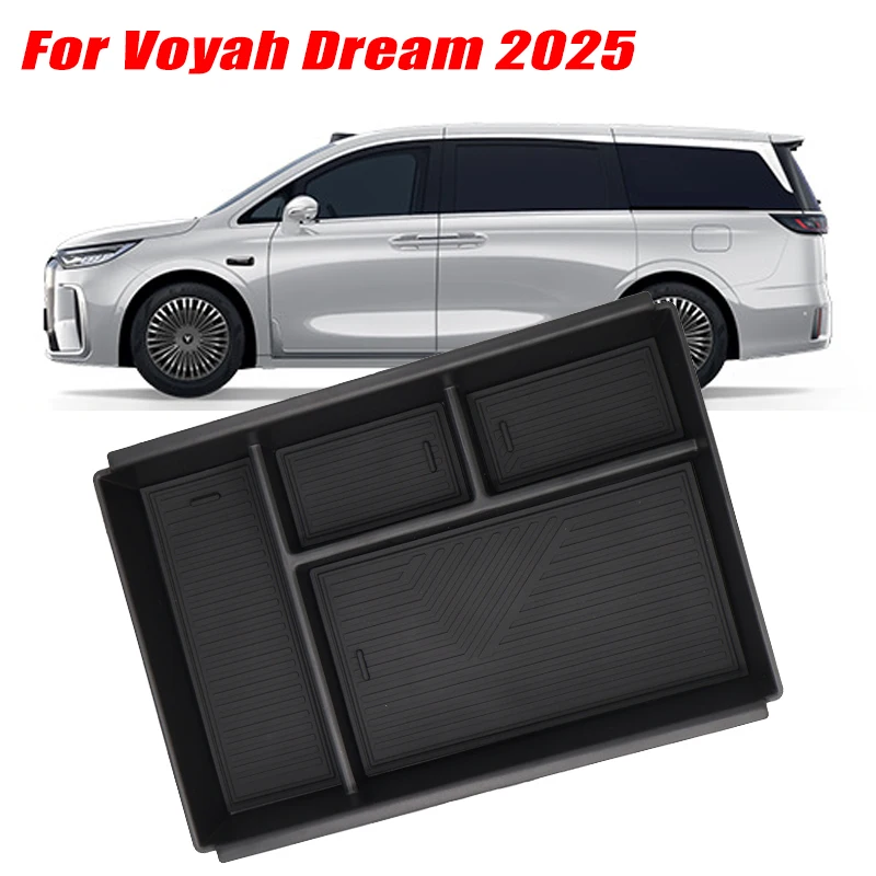 For Voyah Dream 2025 Model Armrest Storage Box ABS Central Organozer Tray Stowing Tidying Car Accessories