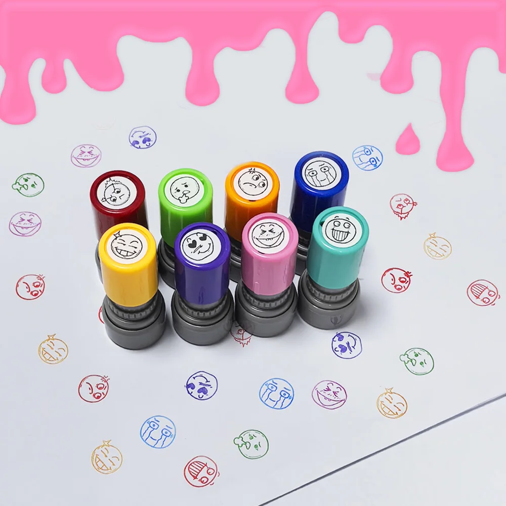 أختام حزمة التعبير المكونة من 8 ألوان تعلم وتشجيع الأختام الغاضبة، حزمة التعبير المضحكة، ختم الوجه المبتسم