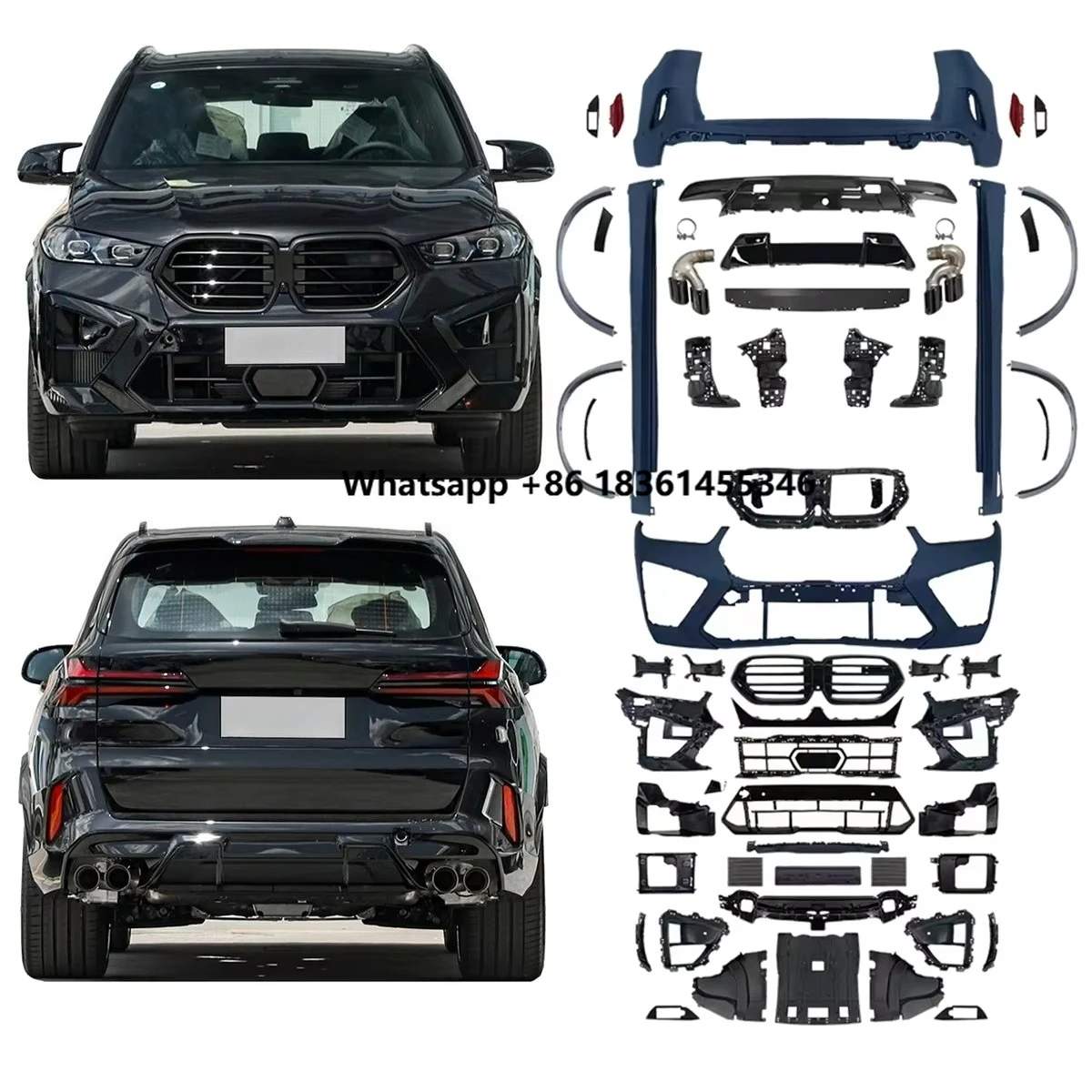 

For X5 G05 2023 2024 Year Facelift to X5M F95 Front Bumper Grille Rear Bumper High Quality PP Material Bumpers