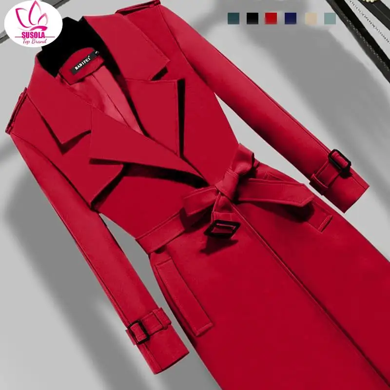 

SUSOLA 2024 Spring New Women's Windbreaker Fashion Leisure Overcoat Female Retro Jackets and Loose Trench Coat Are Popular Korea