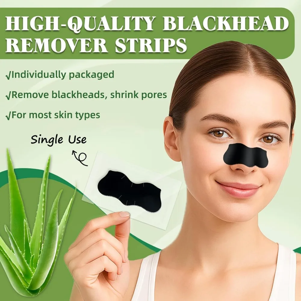 15 Pack Charcoal Blackhead Remover Nose Strips Peel-Off Pore Cleansing Strips Nose-Shaped Design for Enhanced Fit Suitable for All Skin Types