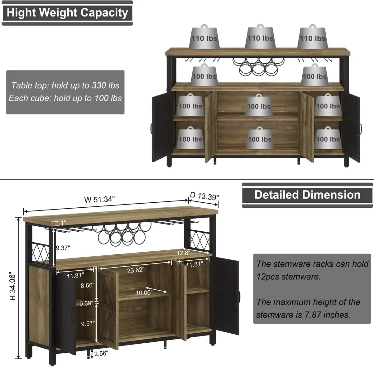 Armoire de bar à vin, français ou armoire de bar pour la maison, armoire de café-bar avec rangement, buffet de ferme avec vin T1