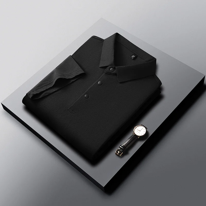 Slim-Fit-Poloshirt mit halber Knopfleiste für Herren, belüftete Seitenpaneele, Business-Meeting, Kurzstreckenreise, Kleidungsstück – Detail 4