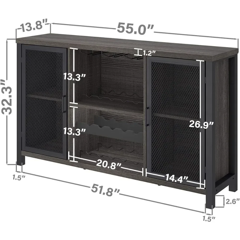 Armoire de bar à vin industriel, armoire à café rustique pour français ou verres, salle à manger à la maison de ferme, buffet de cuisine