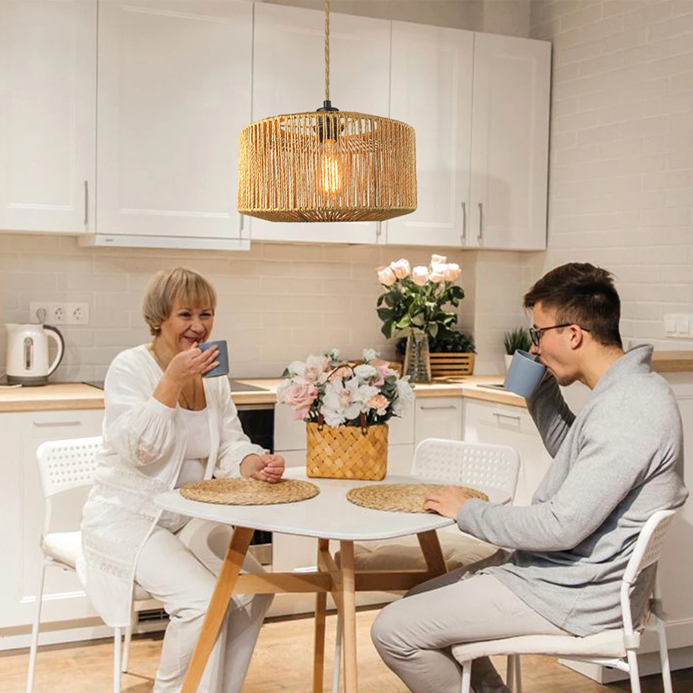 

Rattan Chandelier Light Covers Lampshade Plug in Handwoven Hanging Lamp Shades for Hotel Room Decoration Soften Bright Light