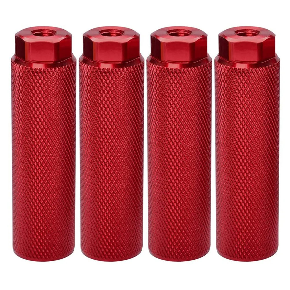 4 Pcs Bike Pegs,Aluminum Alloy Anti-Skid Lead Foot Bicycle Pedals BMX Pegs for 3/8 Inch Axles Bicycle Accessories,Red