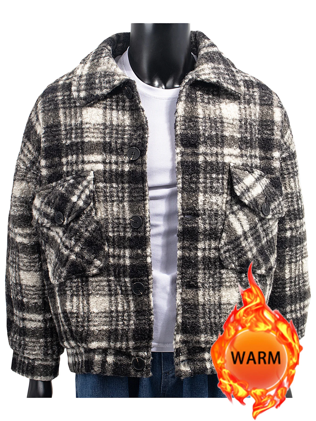 

Мужская флисовая куртка на молнии с лацканами, утепленная теплая осенне-зимняя верхняя одежда с карманами, повседневное модное клетчатое пальто с цветными блоками, унисекс