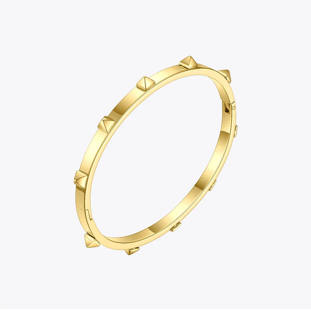 

ENFASHION Pyramid Spikes Bracelet Gold Color Stainless Steel Cuff Bracelets Bangles For Women Fashion Jewelry Pulseiras B202076