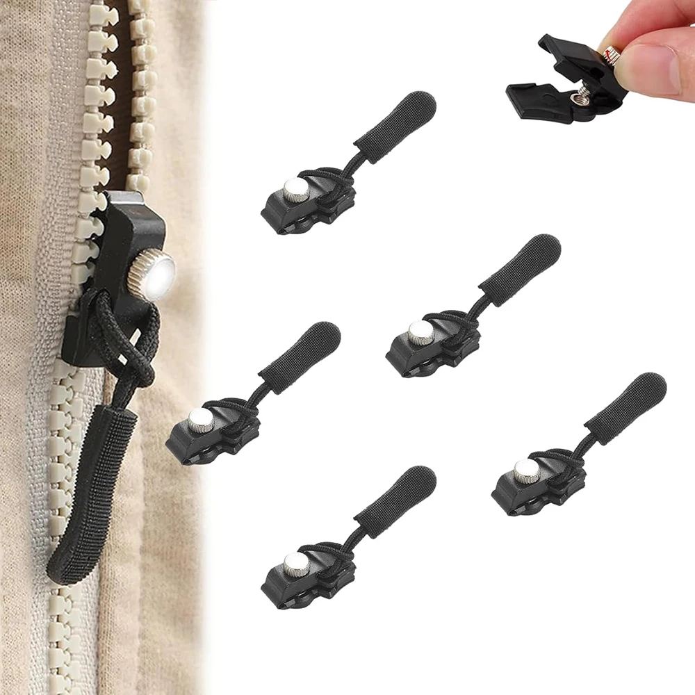 Zipper Repair Kit 12pcs Universal Replacement Zipper Quick Install Detachable Pulls Zip Heads Zipper Fixer for Luggage Bags