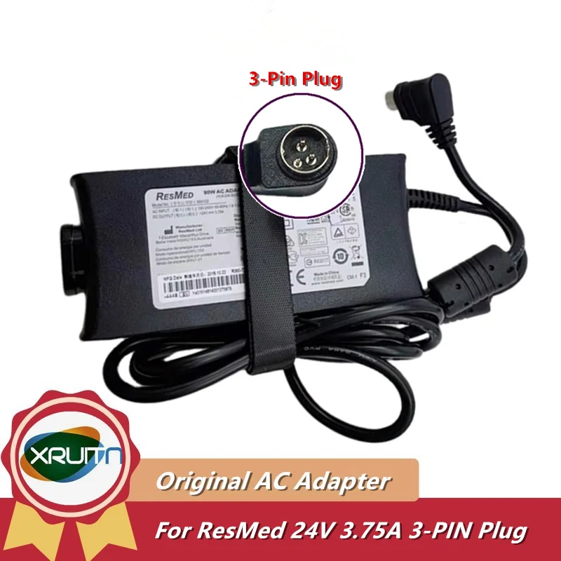 

Original 24V 3.75A 90W 3-Pin AC DC Adapter for ResMed 369102 Power Supply Charger for RESMED CPAP BiPAP VPAP S9 Series R360-760