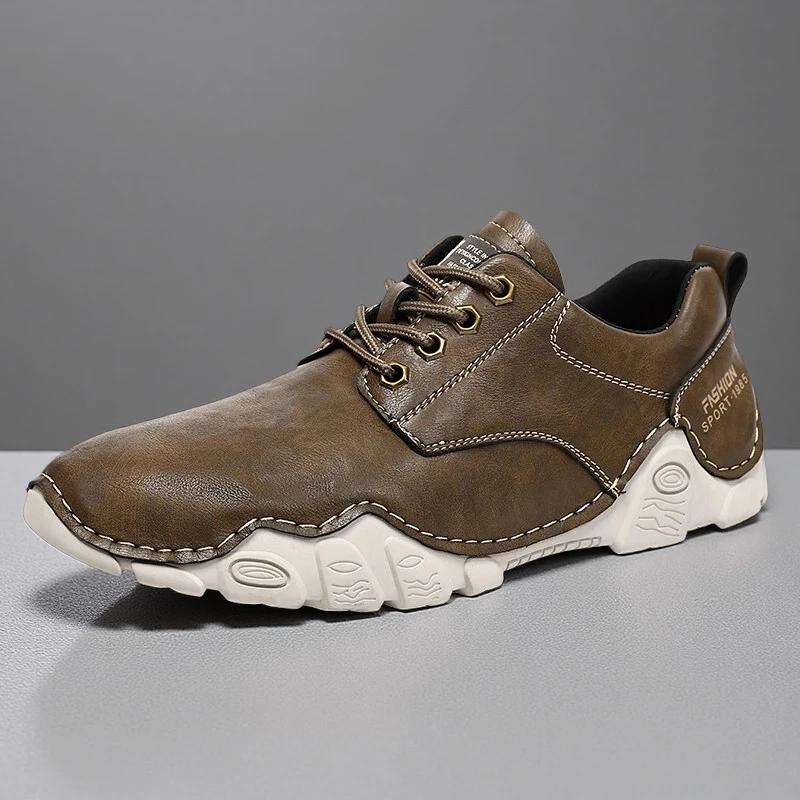 

Men's Retro Sneakers Casual Streetwear Shoes with Rubber Sole Lace-Up Design for Tennis Walking, Hiking Male Driving Footwear