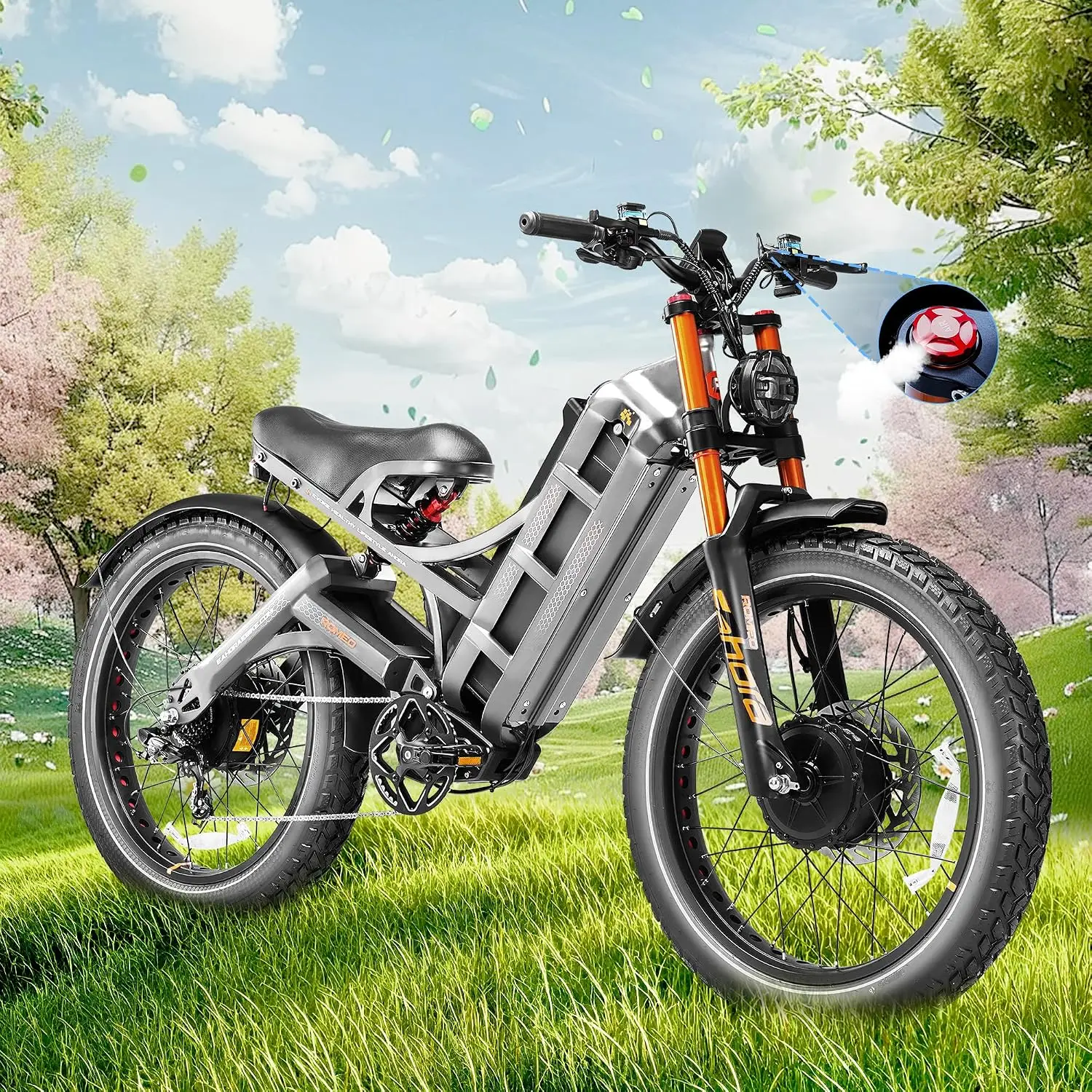 4000W Dual Motor Ebike 52V 70AH 100-200 Miles 26