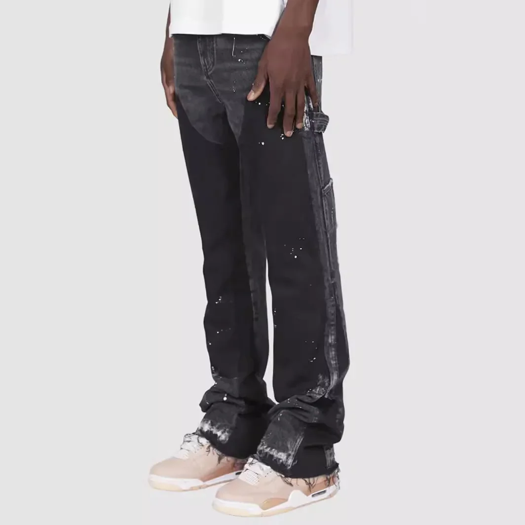 NONE Y2K Painted Patch Stacked Flare Denim Pants 9