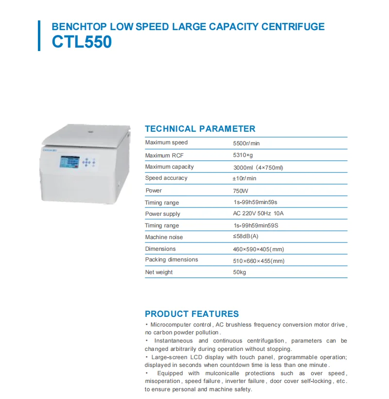COOFULL Laboratory Centrifuge 3000ml 4x750ml Swing Rotor for Blood Urine Separation Easy Operation Research Use