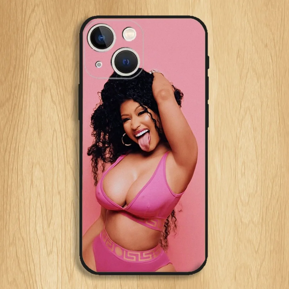 Nicki Minaj Rapper Singer Capa de telefone para iPhone15,14,13,12,11,Pro,Max,Plus,Mini,X,XS,XR,8,7,6,S,Plus,SE Capa preta macia