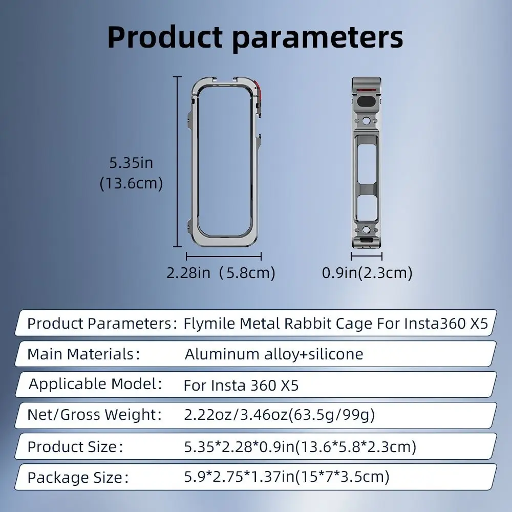 حافظة واقية من سبائك الألومنيوم مدمجة في الحذاء البارد إطار معدني سريع التحرير مع غطاء للعدسات قفص الكاميرا لـ Insta360 X5