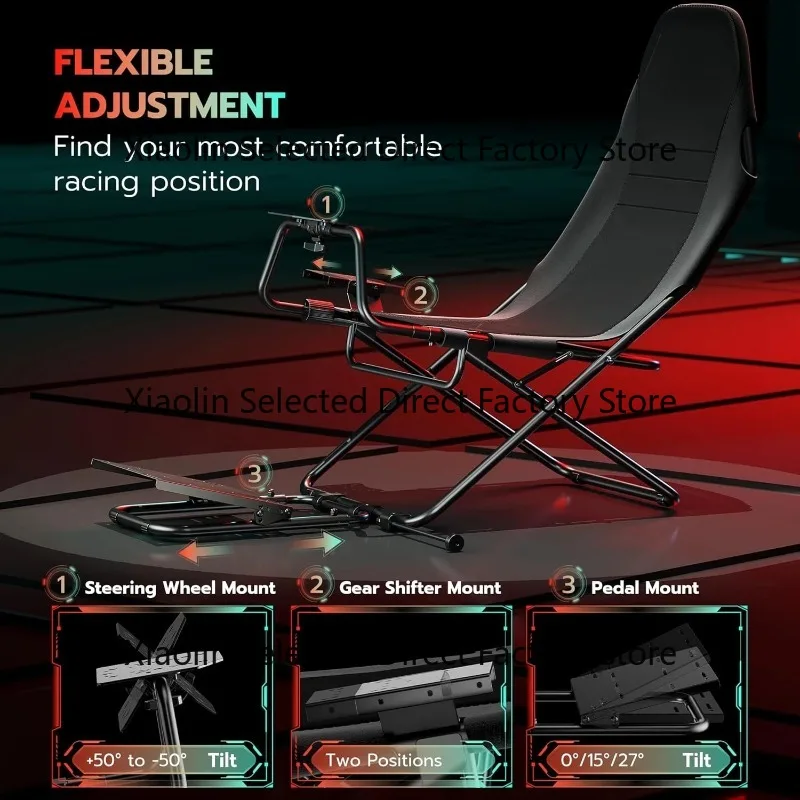 Cabina de Simulación de Carreras Plegable, Soporte para Volante de Carreras con Asiento, Cabina de Simulación de Carreras de Fórmula y GT Compatible con Fanatec