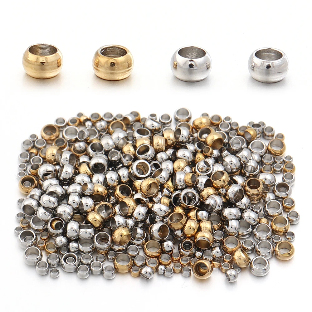 50-100pcs 1.5/2/3mm Stainless Steel Positioning Spacer Beads Round Stopper Crimp End Beads For Jewelry Making Bracelets Supplies