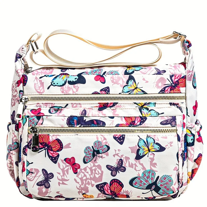 حقيبة كروس نسائية فاخرة 2025، حقيبة يد من النايلون ذات سعة كبيرة مع سحاب، متسوق كاجوال متعدد الوظائف للعمل وعطلة نهاية الأسبوع ​