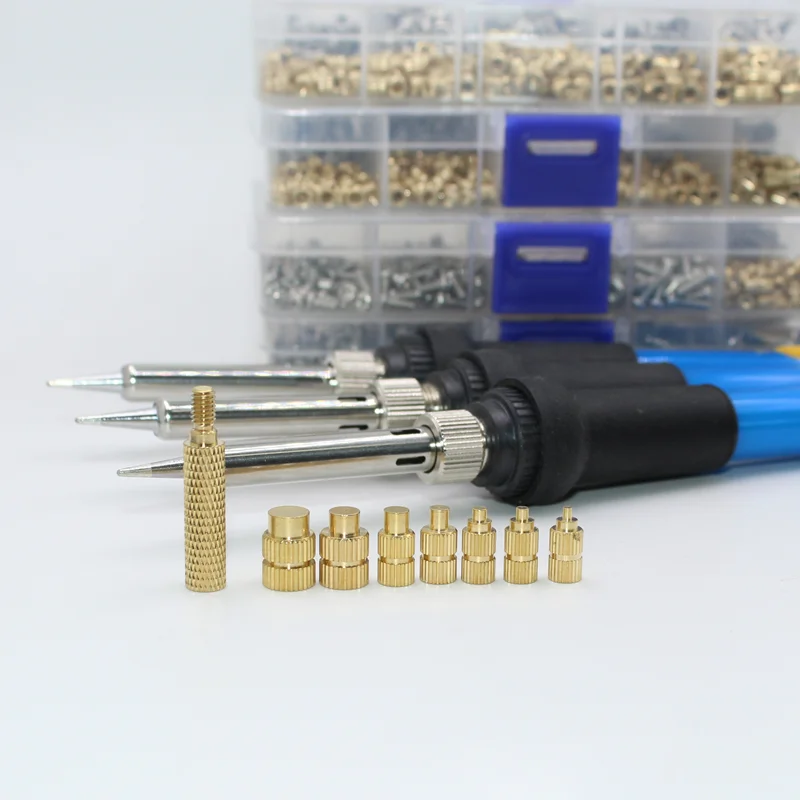 M2 M3 M4 Brass Insert Nut Iron Tip Hot Melt Heat Knurled Embed Injection Copper Insertnut 3D Printer Nut Inserts Soldering Iron image 3