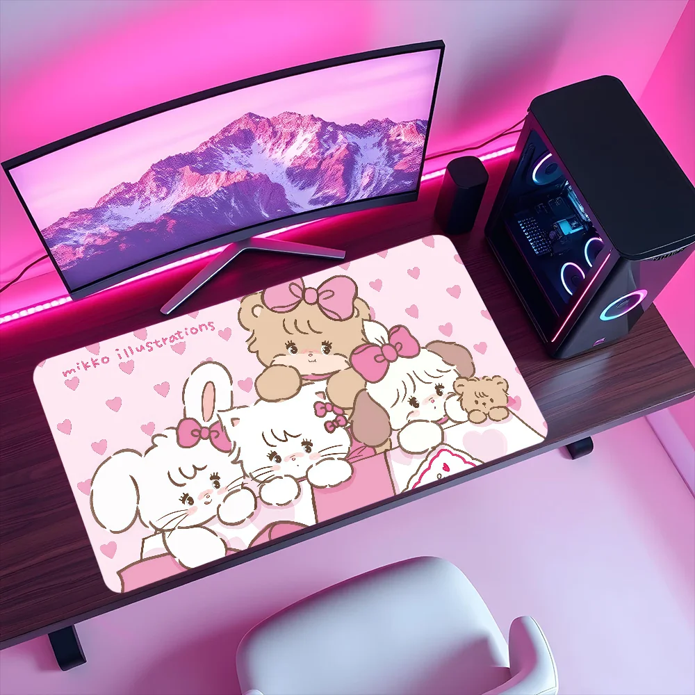 Mouse Pad M-Mikko Gaming Kawaii Cute Pretty Office Desk Pads Large For Computer Illustrations Non-slip Lockedge MousePad