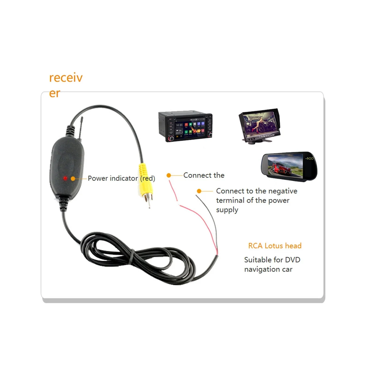 Receptor transmisor de vídeo inalámbrico para coche, Monitor de DVD, WIFI, cámara de visión trasera inversa, 2,4 GHZ