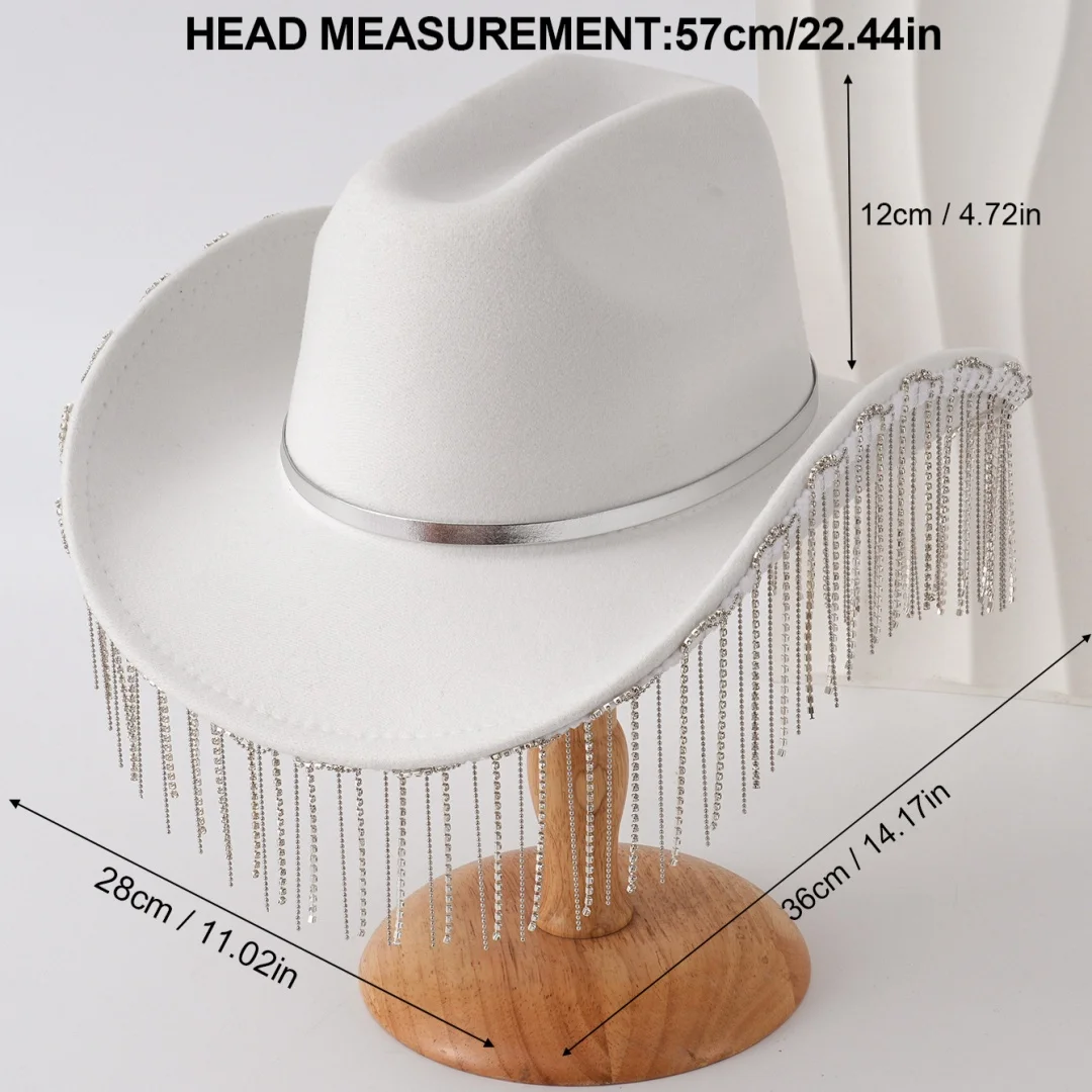 HongLuan Black Glitter Costume Hat Adult & Cowboy Hats Rhinestone for Woman, Cowboy Cosplay Female Accessories & Cowgirl Cap