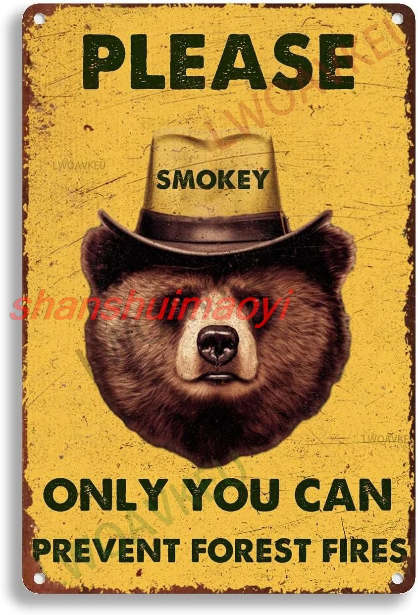 Aluminum Vintage Metal Tin Signs Please Smokey Only You Can Prevent Forest Fires For Wall Decor For Home Cafes Office Store sign