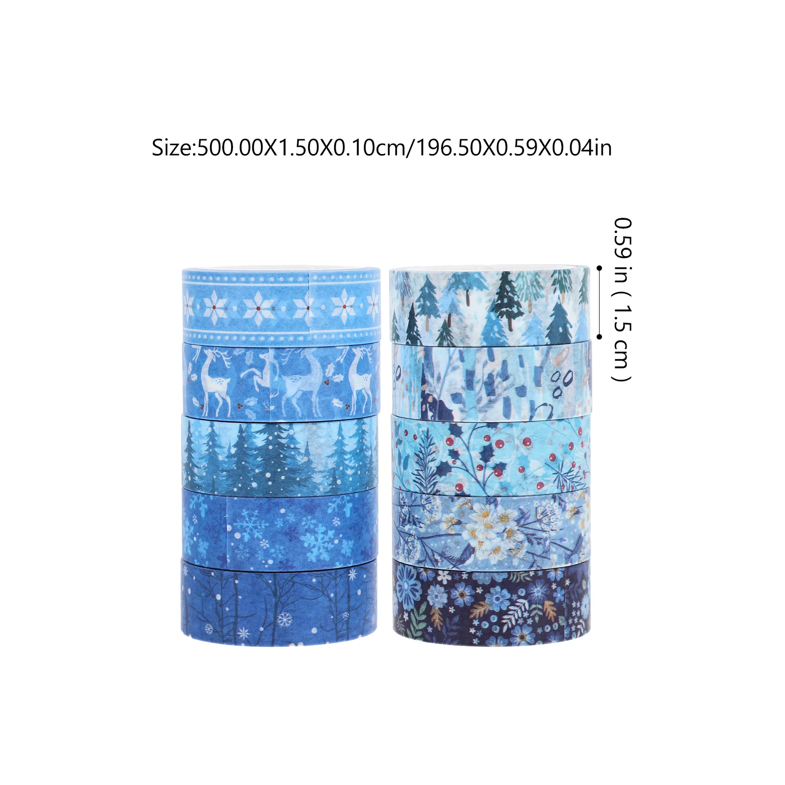 Holiday Washi Masking Tape Winter Snowflake Christmas Handbook Decoration (10pcs) 5 Meters/roll Cute Stickers Student Use