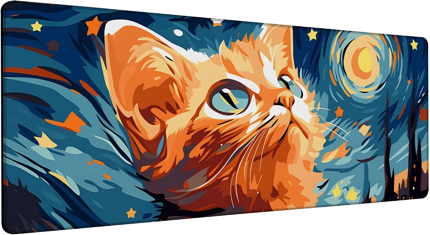 1Pcs Mouse Pads XXL Mouse Pads Cute Orange Cat Under Starry Night Gaming Mouse Pad Non Slip Rubber Base Mouse Pad