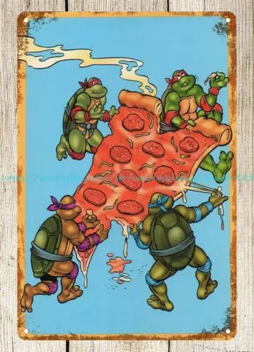 1990s cute turtles Pizza metal tin sign home decoration things