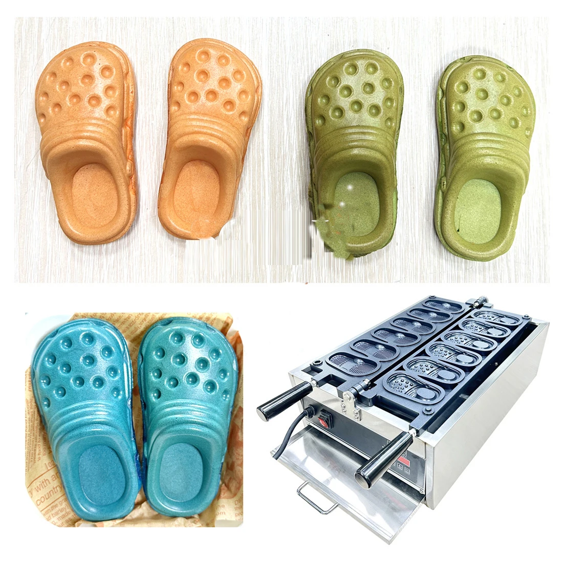 Nowa Elektryczna Maszyna do Wafli w Kształcie Butów ze Stali Nierdzewnej, 6 Sztuk, Sprzęt do Wafli w Kształcie Butów na Śniadanie