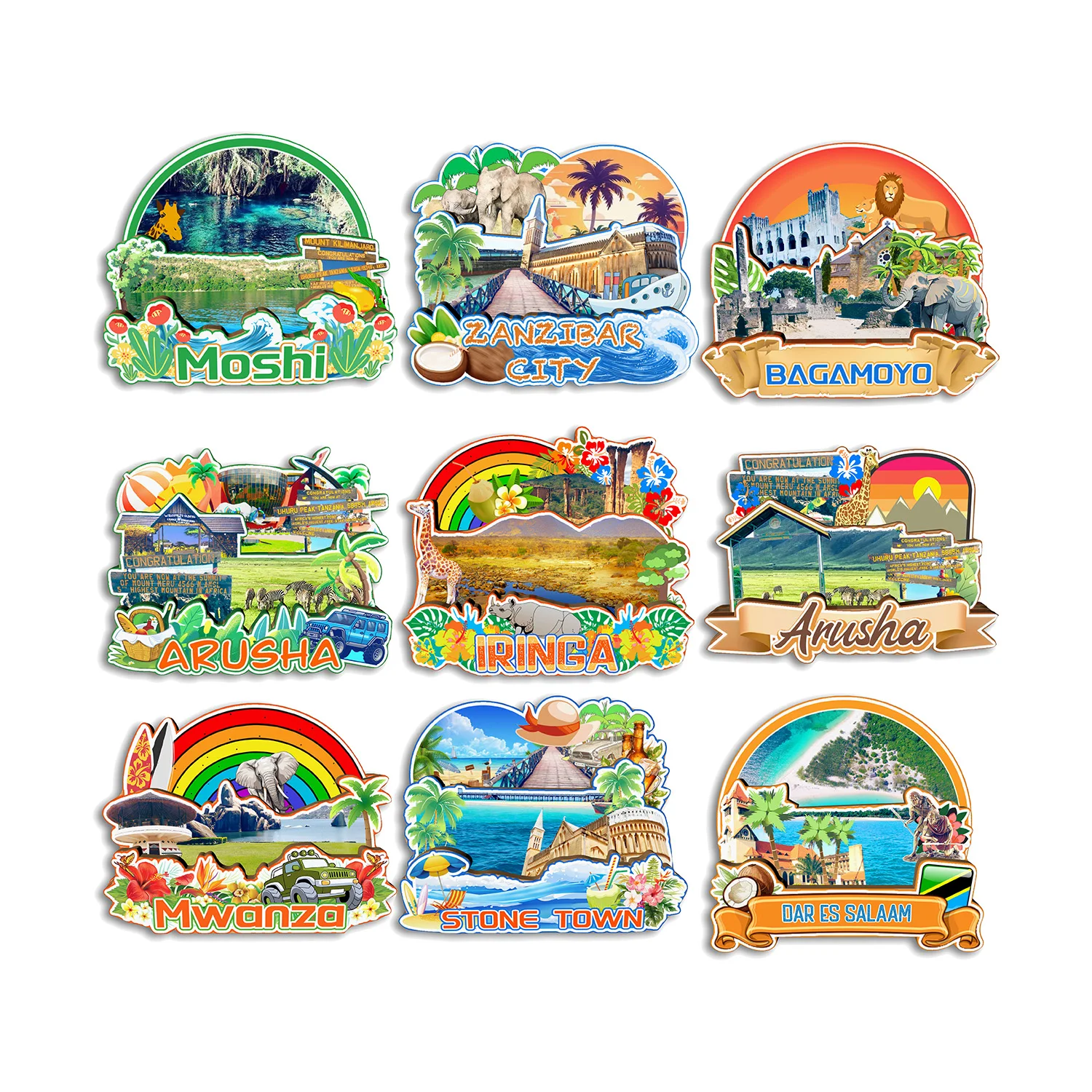 

Dar es salaam Stone Town Mwanza Arusha Bagamoyo Zanzibar City Moshi Iringa Tanzania Fridge Magnet Travel Souvenir Gift