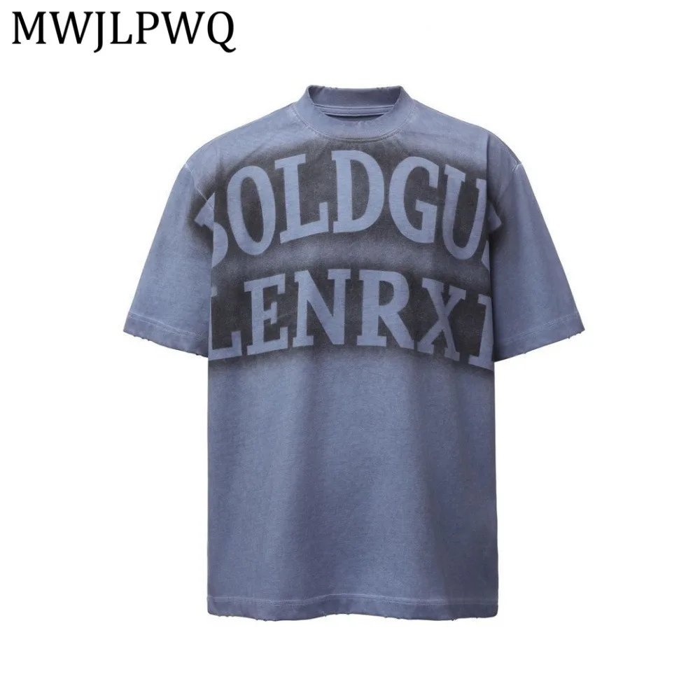 

Футболка мужская MWJLPWQ в уличном стиле с буквенным принтом, рваная, с коротким рукавом, свободного кроя, повседневная, из плотной ткани, летняя, с бахромой, 14300