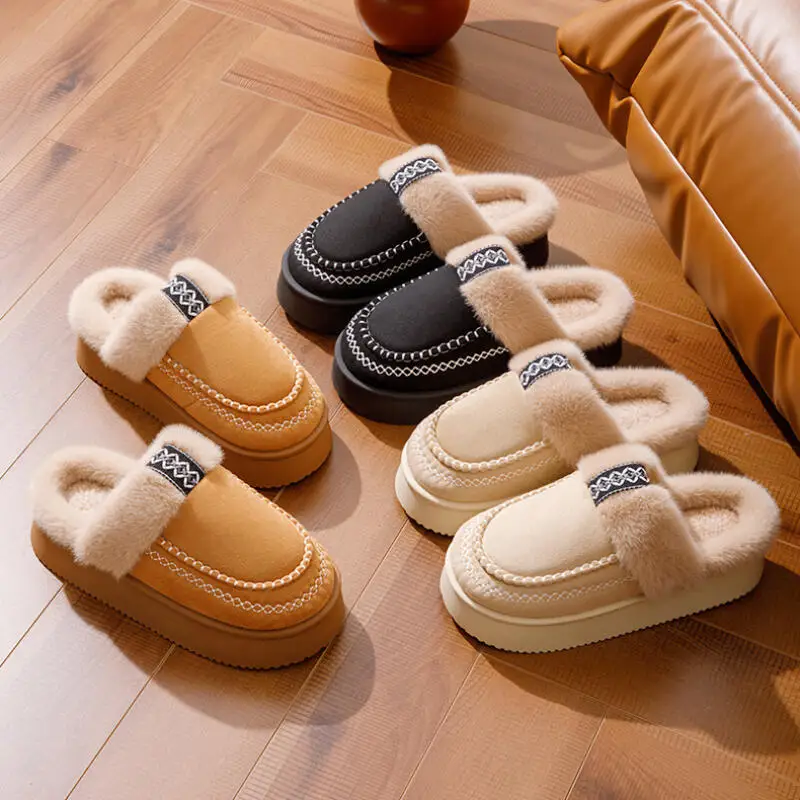 الشتاء منصة المرأة النعال المنزل الشقق رقيق الفاخرة مصمم أحذية امرأة عادية داخلي أنيق غامض الفراء الشرائح لينة وحيد #5