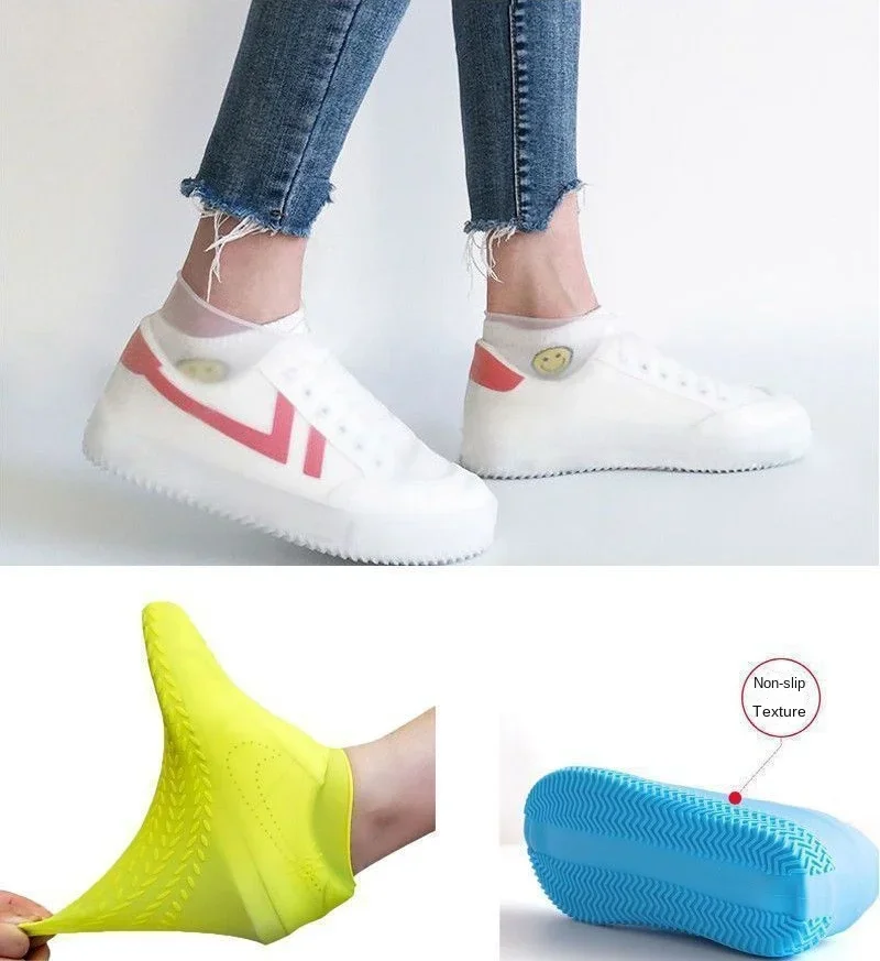 

1 Pair Reusable Silicone Rain Shoe Covers Non Slip Waterproof Overshoes Portable Outdoor Rainy Day Foot Protector