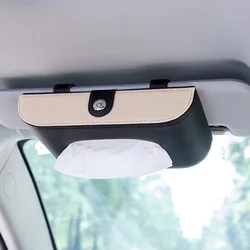 Universal Car PU Leather Tissue Box Cover Sun Visor Chair Back Hanging Type Car Tissue Box Armrest Box Towel Tissue Storage Case