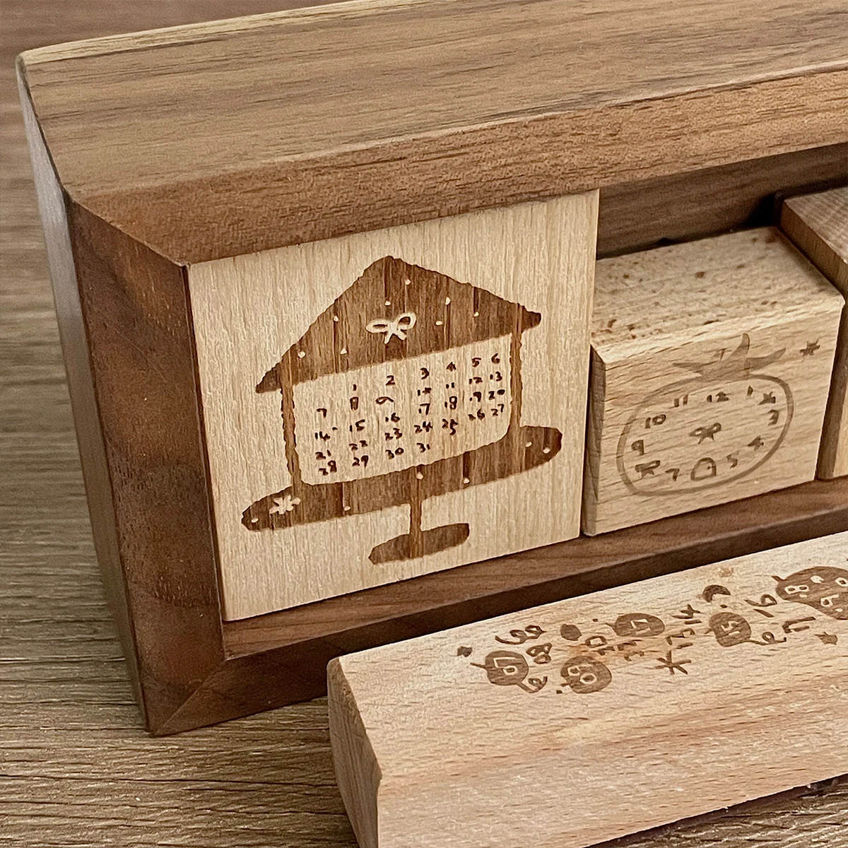 Functional Stamps Timeline Stamp Decorative DIY Scrapbooking Beech Wooden Stamps for Planners Journals Vintage Small Pattern