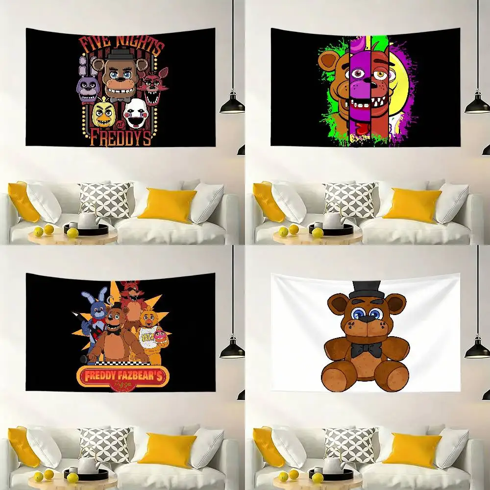 

F-Five Game night at freddys Flags Wall Hanging Background Art Banner for Bedroom Home Outdoor Decor