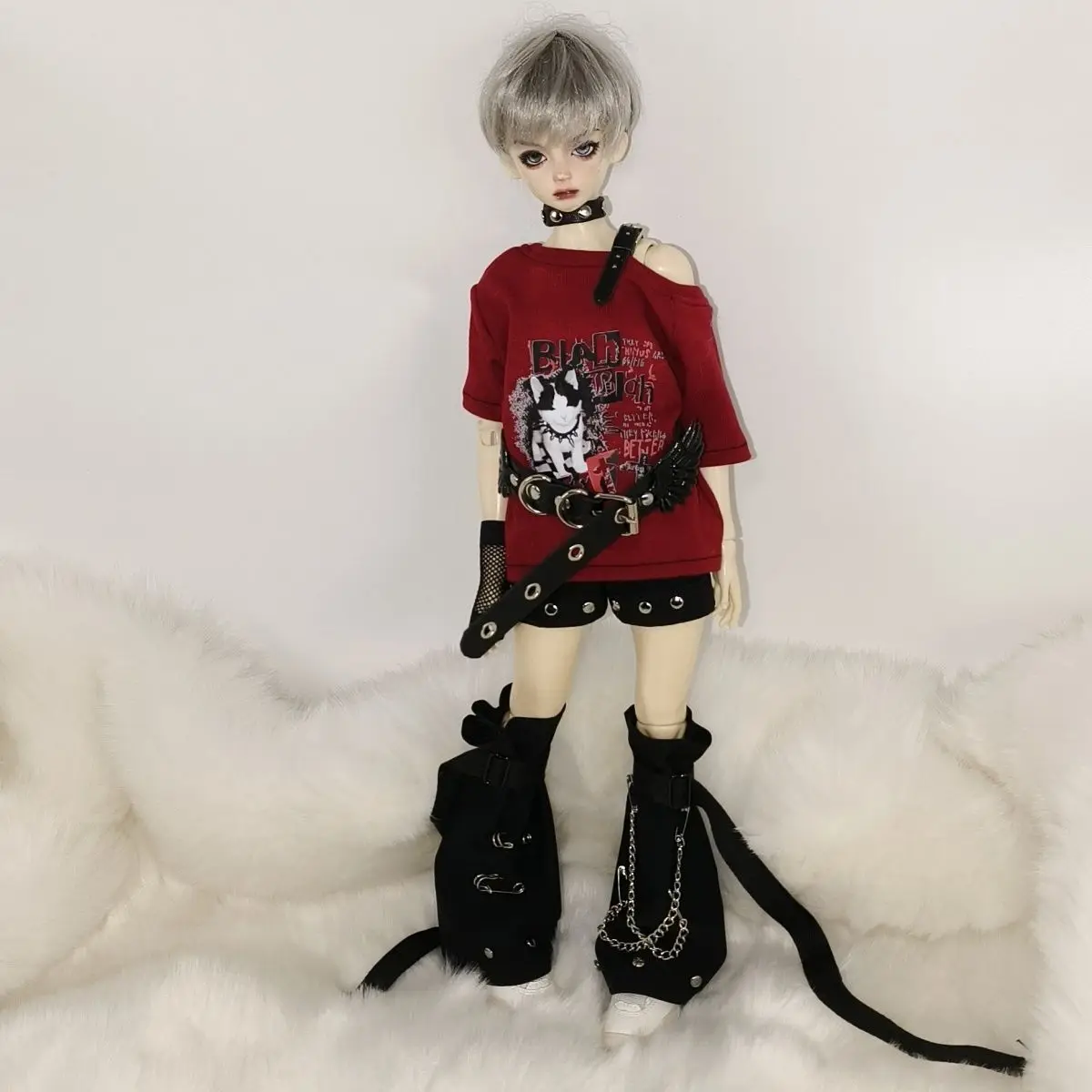 1/4 1/6 roupas de boneca terno top + shorts + capas de perna + cinto + colar para 45/30cm boneca bjd vestir-se brinquedos de menina acessórios de boneca, sem boneca