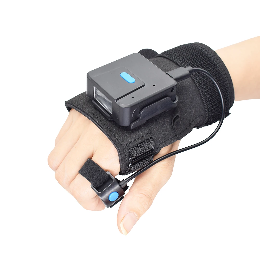 Handsfree 2D BT 2.4G Barcode Scanner Finger Trigger Wireless Wearable Barcode Scanner Reader with Gloves