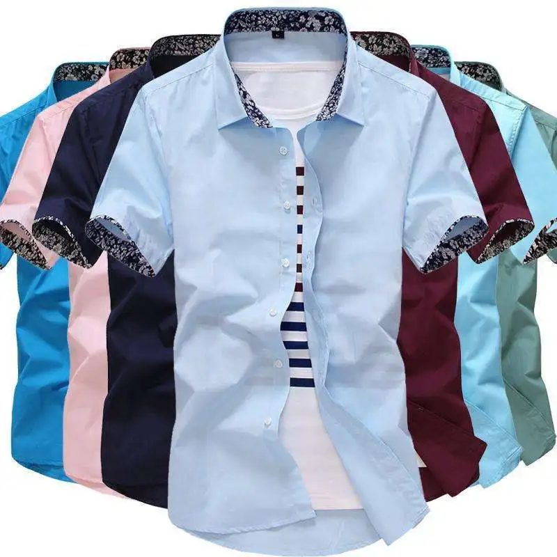 

Summer Slim Fit Men's irt ort Sve Thin Sle f Sve Collar Print Casual Faionable Chinese Brand Clothing