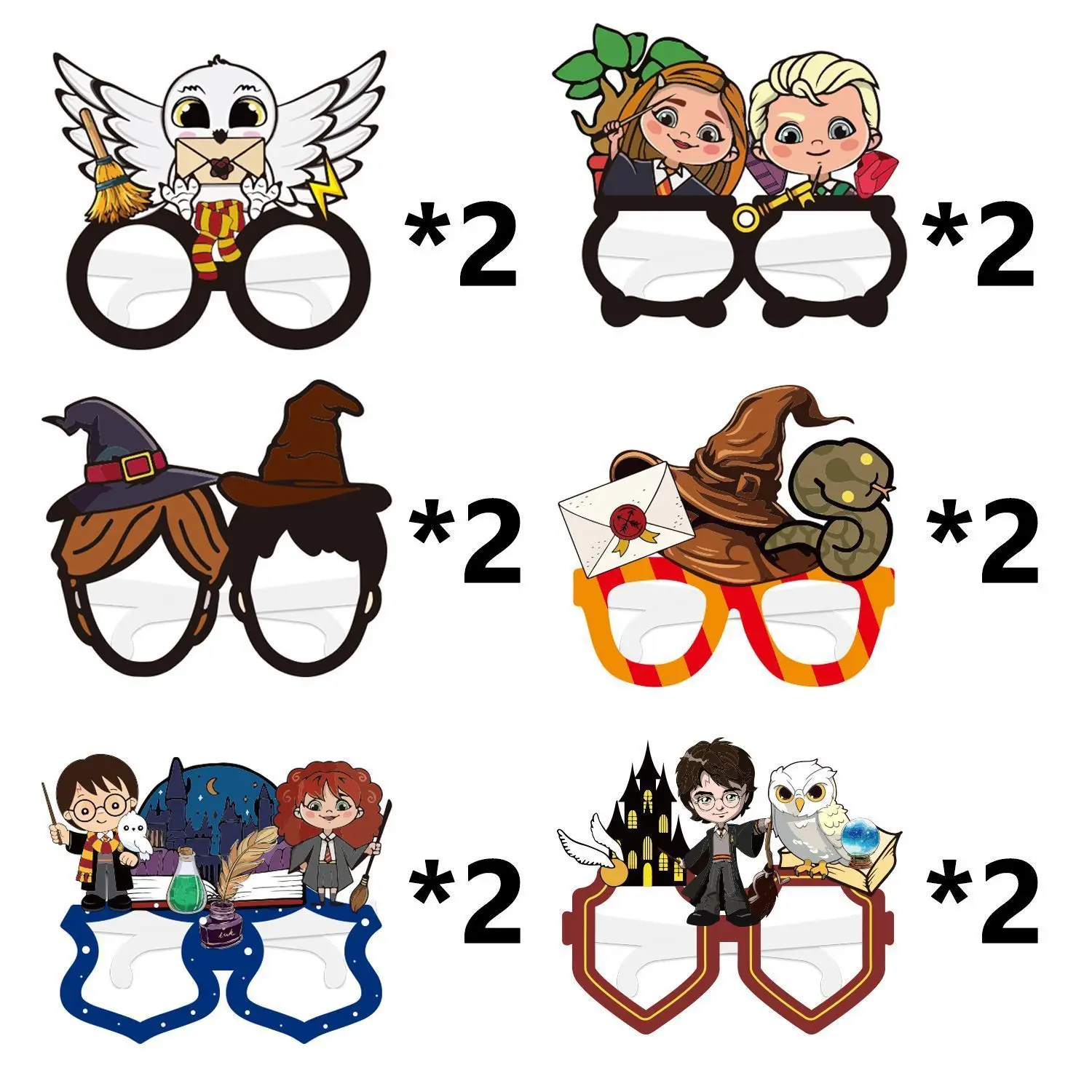 Gafas con diseño de Harry Potter, fiesta de cumpleaños mágica con dibujos animados de Harry Potter, gafas para fotos, gorros de cumpleaños, 12 piezas