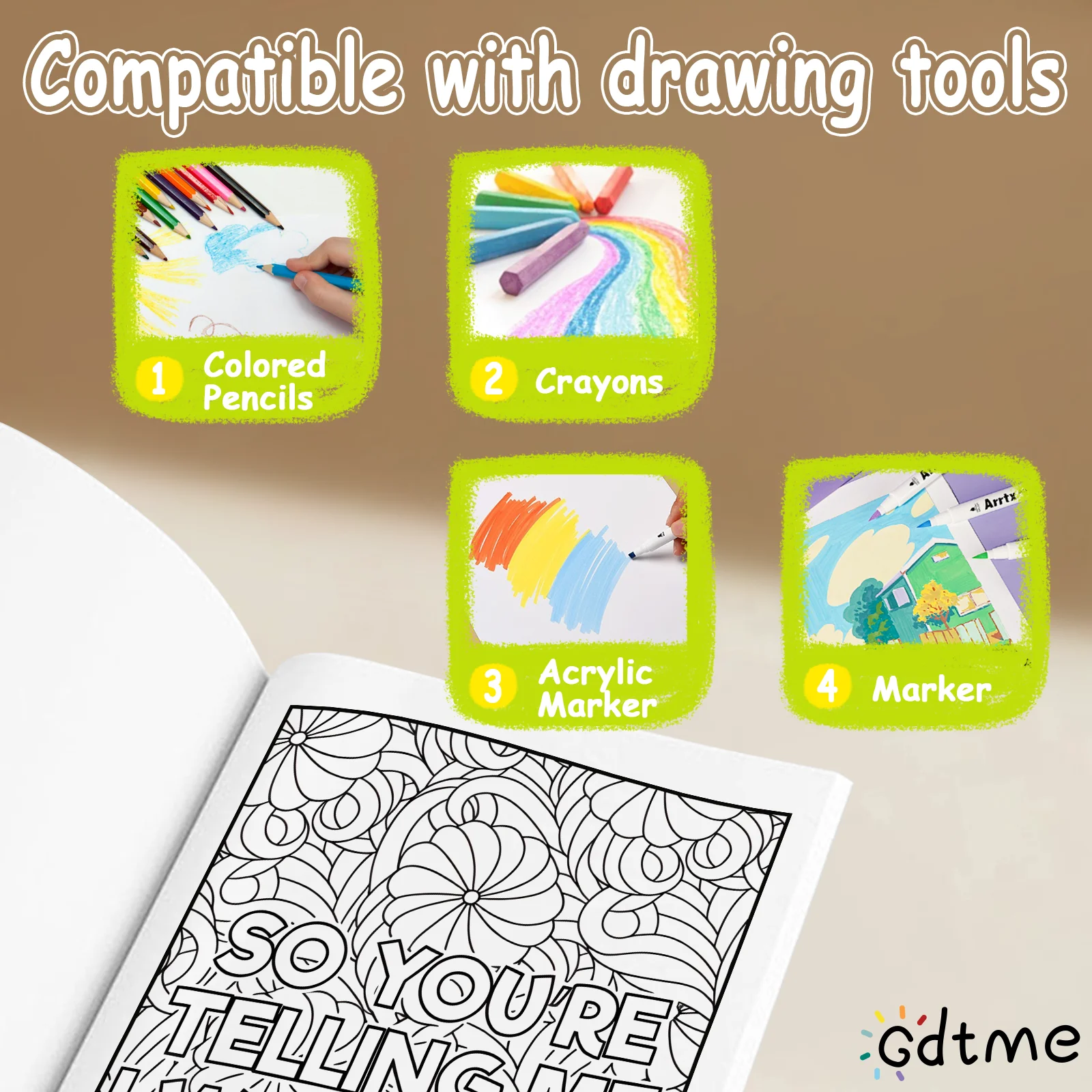 1 قطعة أشياء JWANT للقول في العمل ولكن لا يمكن تلوين كتاب الكبار تخفيف التوتر جريئة سهلة DIY بها بنفسك الفن اللوحة الذاتية كتب الرسم #6