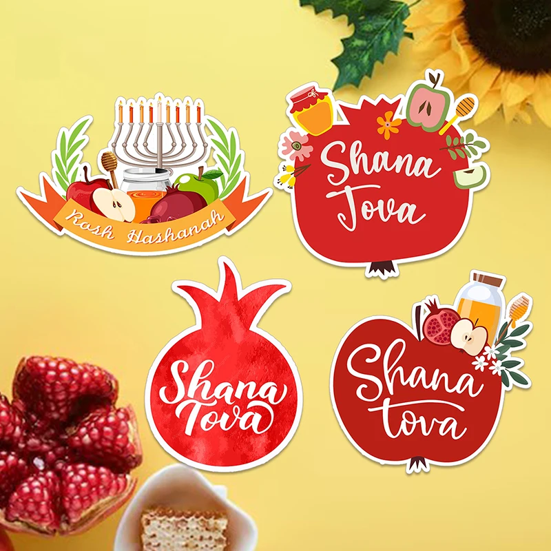 36PCS Happy New Year Celebration Sticker Jewish Shana Tova Rosh Hashanah Die-cutting Sticker Labels Party Decor  Labels