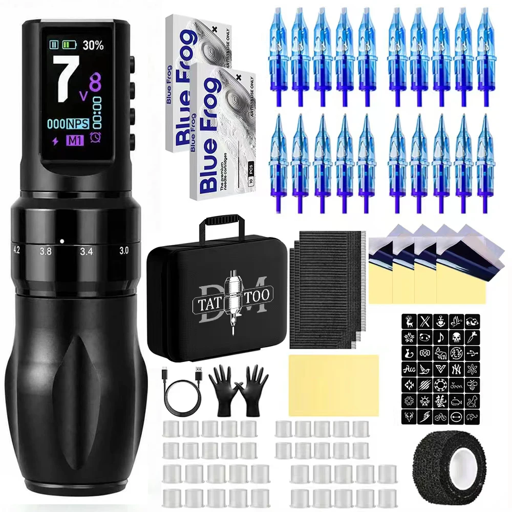 

M1 M2 Tattoo Kit Professional Tattoo Pen Kit For Permanent Makeup Tattoo Machine Kit Wireless Power Supply Tattoo Gun Kit